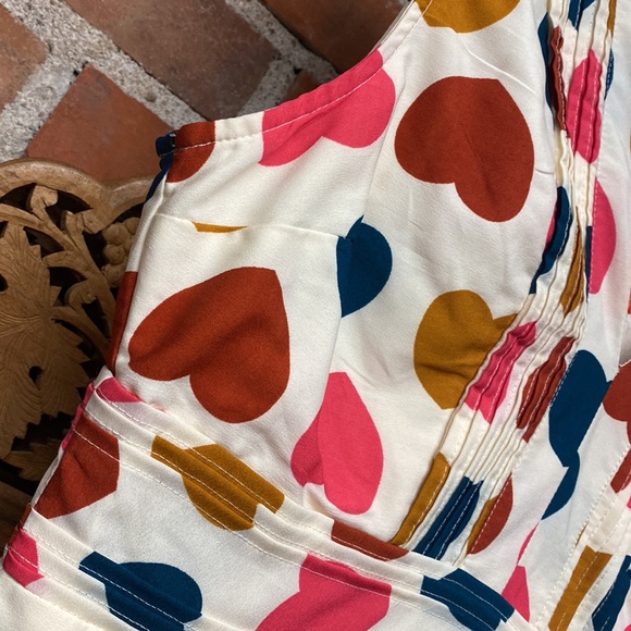 ModCloth surely sweet heart print vneck sleeveless dress side zipper cottonpoly. - Picture 3 of 13